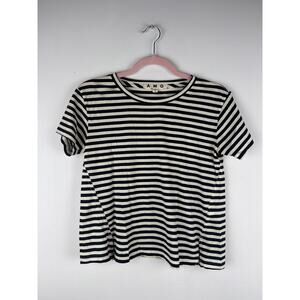 AMO Black & Cream Stripe Tee Sz.XS